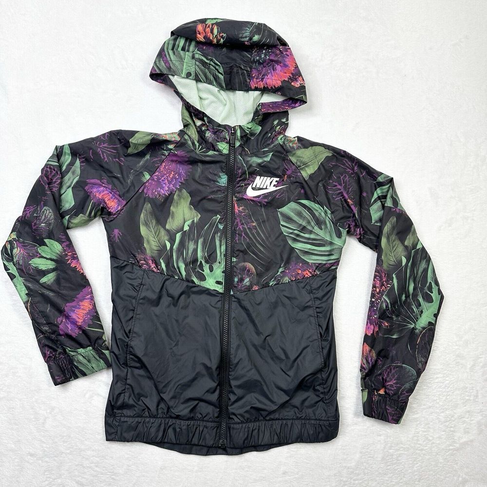 Nike Kids Raincoat - Black with Green and Purple Accents